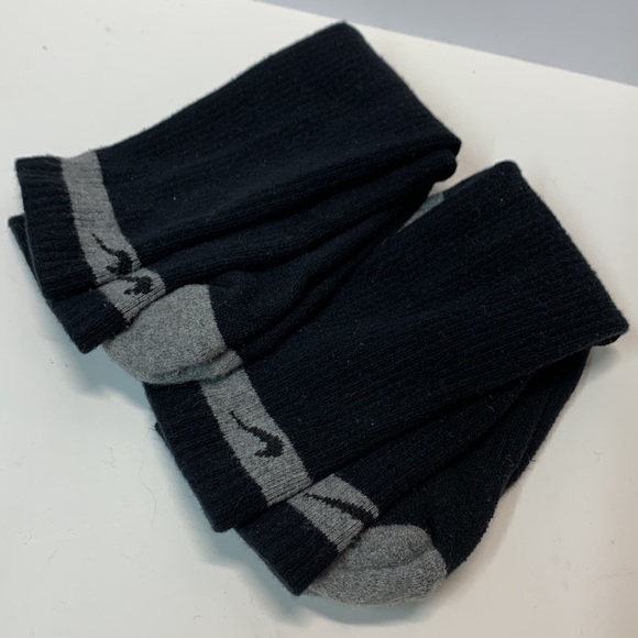 2 pair Nike Socks Black and Grey tall kids size EUC - Picture 1 of 8